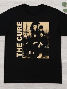 Vintage Sepia Band Photo Graphic Tee Post Punk Retro Black